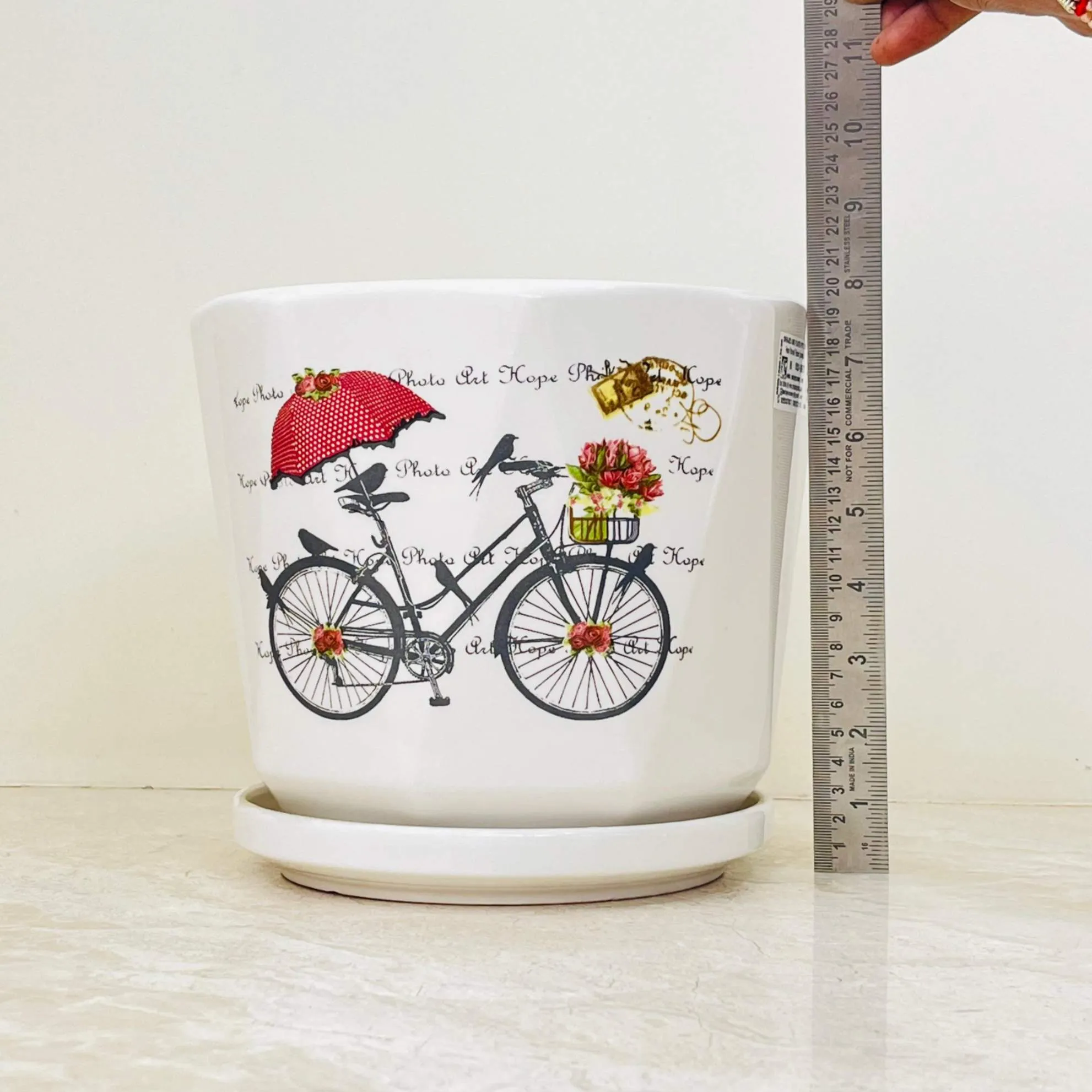 Vintage Bicycle Ceramic Planter Set Of 3