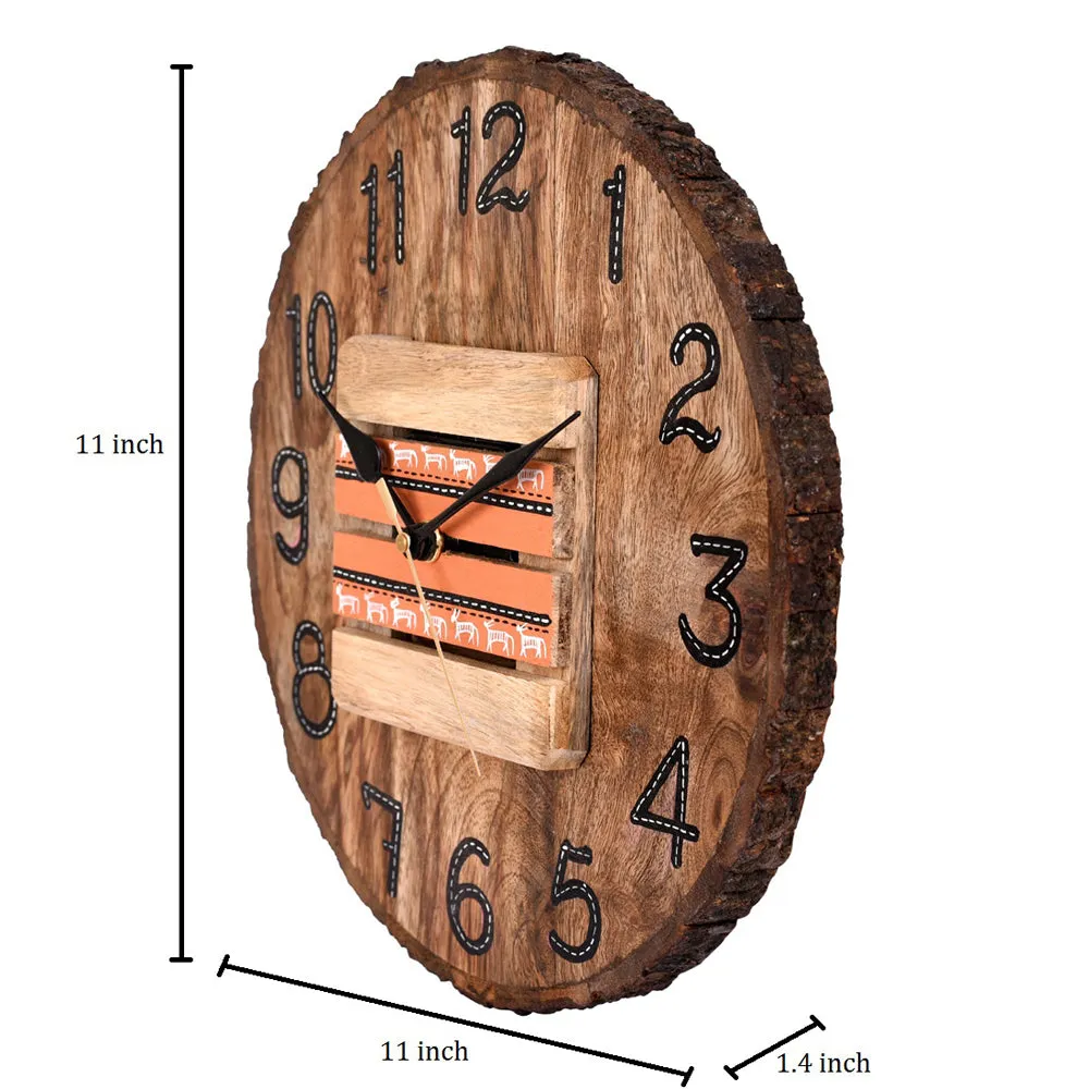 Wall Clock Handcrafted Wooden Log Dial (11x1.5x11")