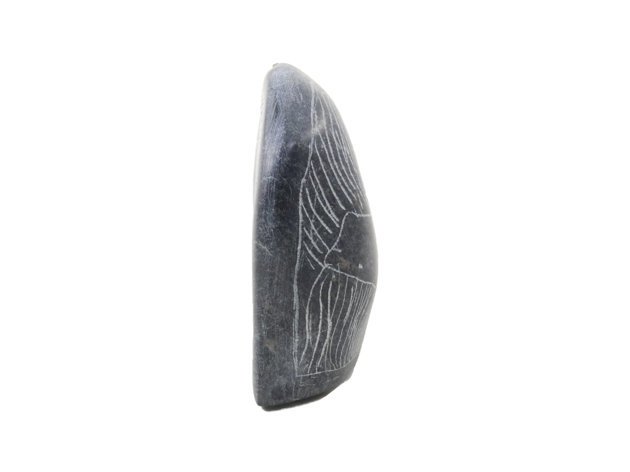Whale soapstone etching by Artist Mosusie Usuituayuk