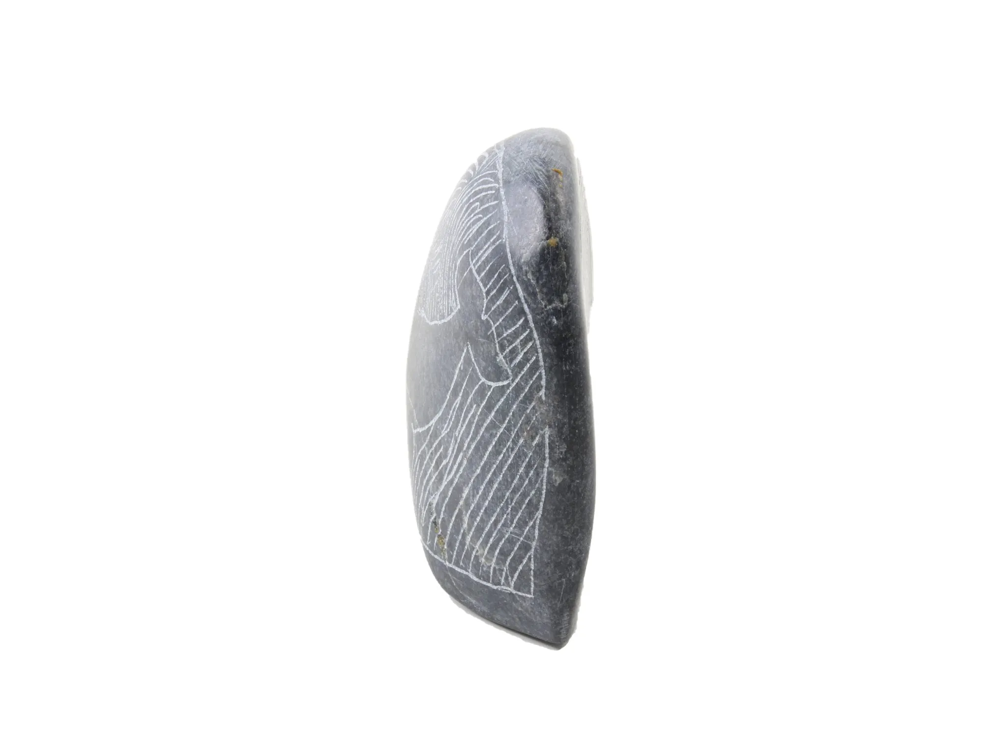 Whale soapstone etching by Artist Mosusie Usuituayuk