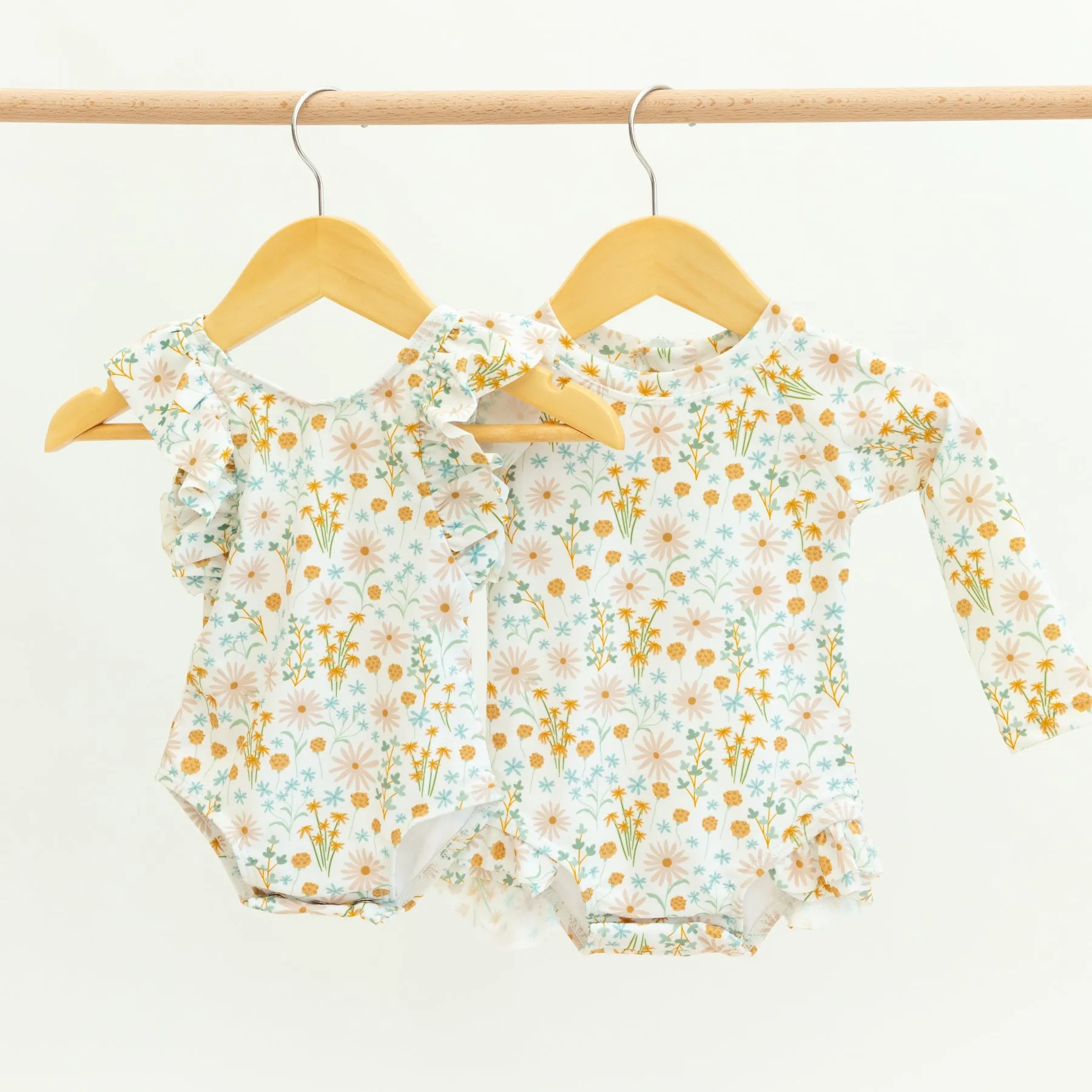 Whimsical Floral Ruffle Sleeves One-Piece Bathing Suit