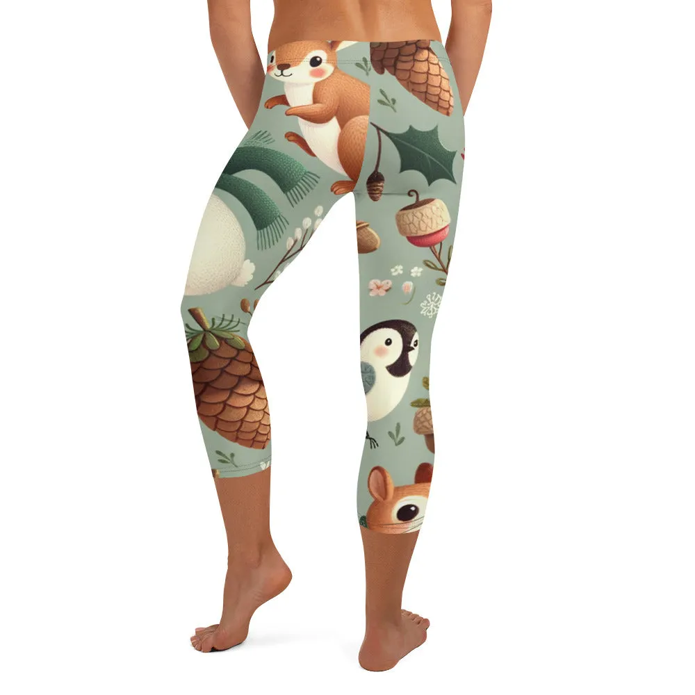 Whimsical Winter Wear Capri Leggings