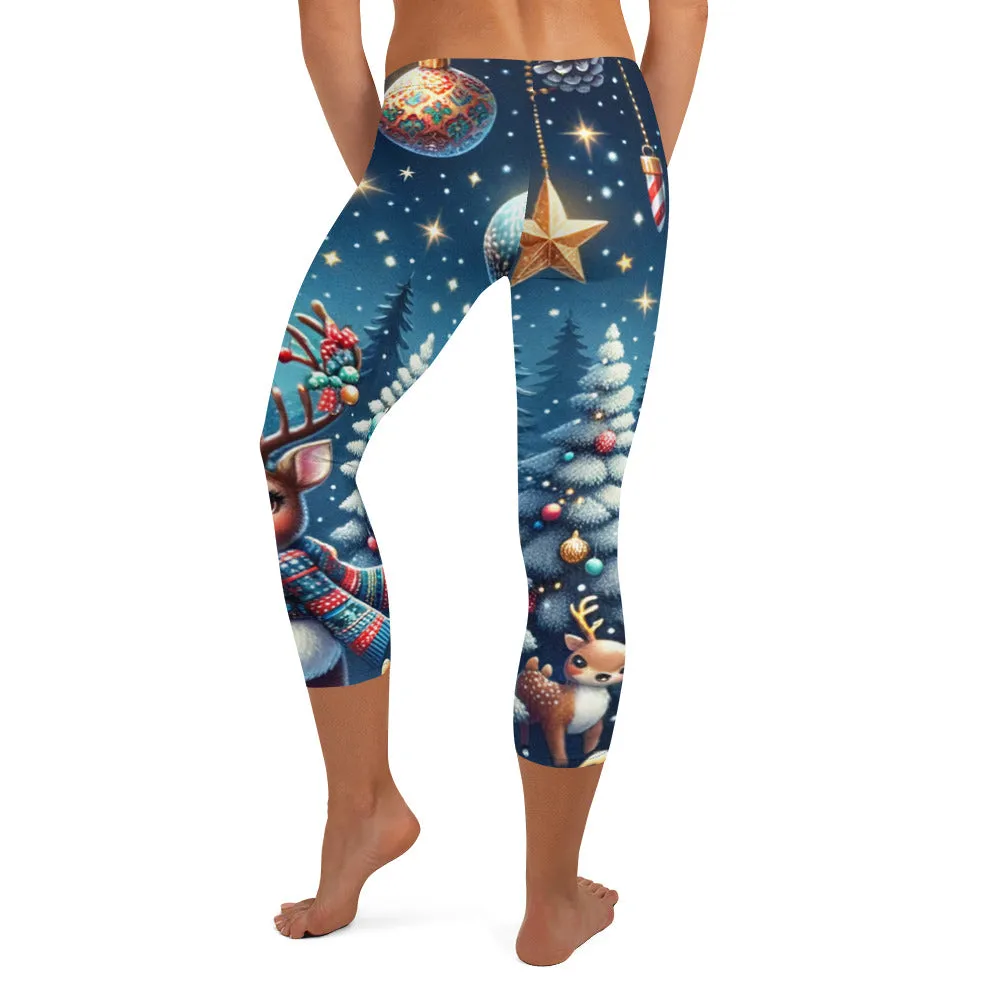 Whimsical Winter Wear Capri Leggings