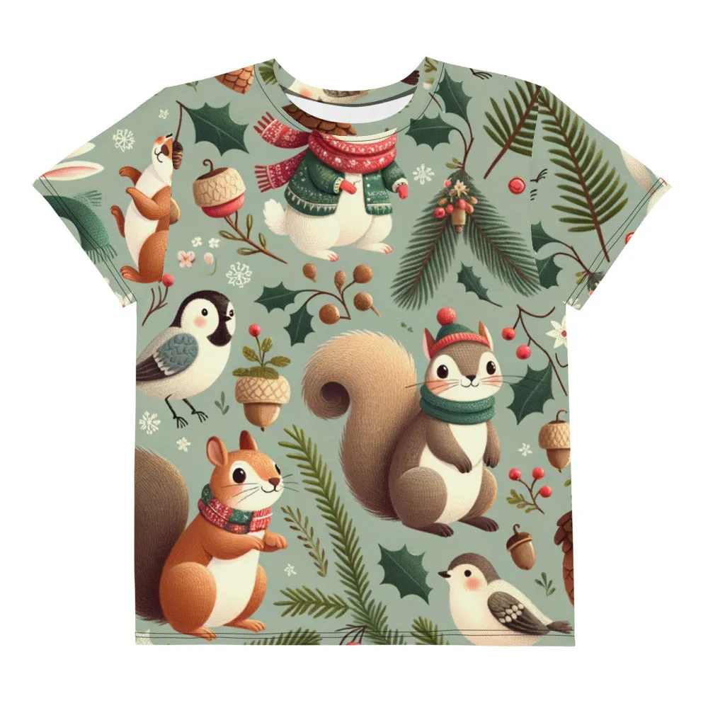 Whimsical Winter Wear Youth Crew Neck T-shirt
