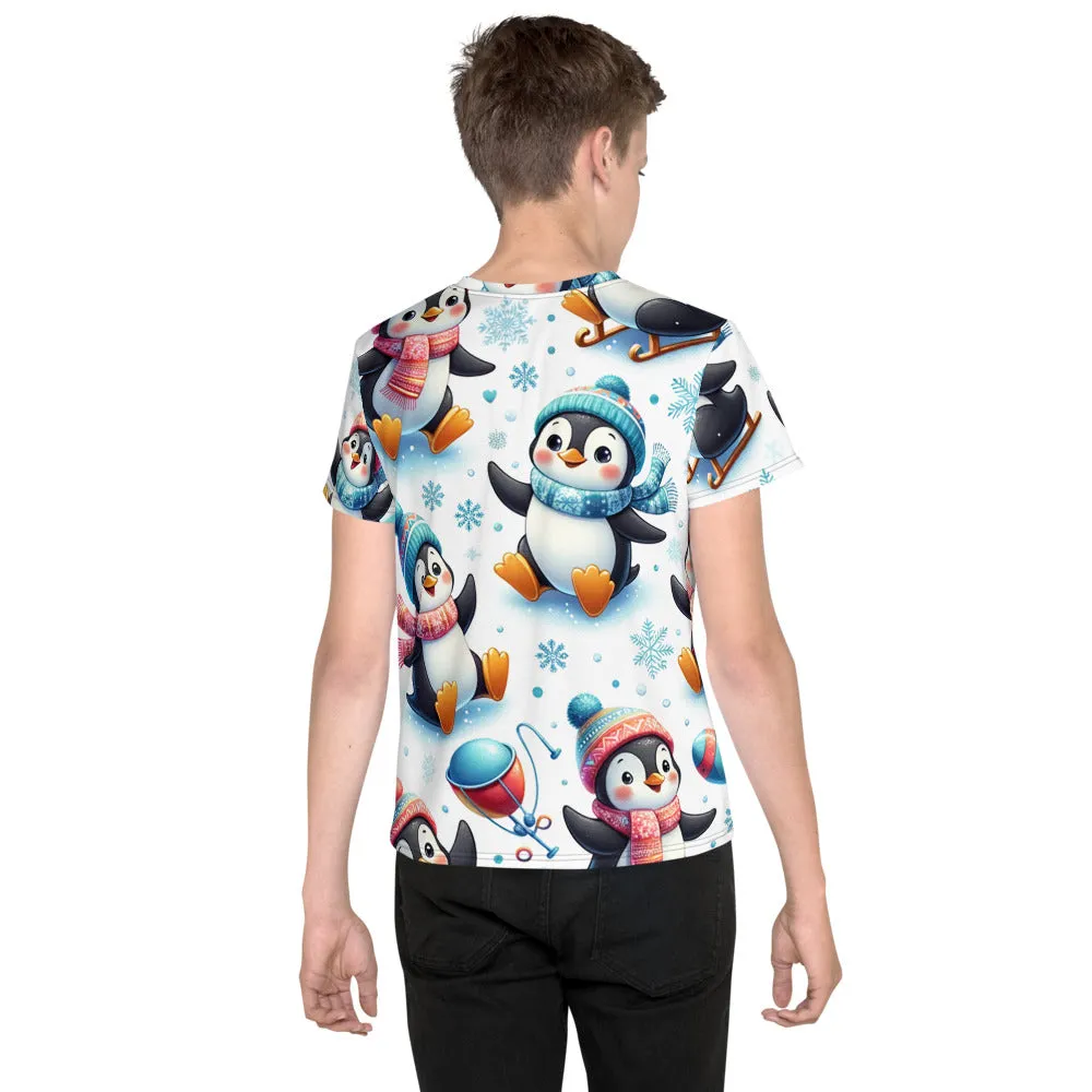 Whimsical Winter Wear Youth Crew Neck T-shirt