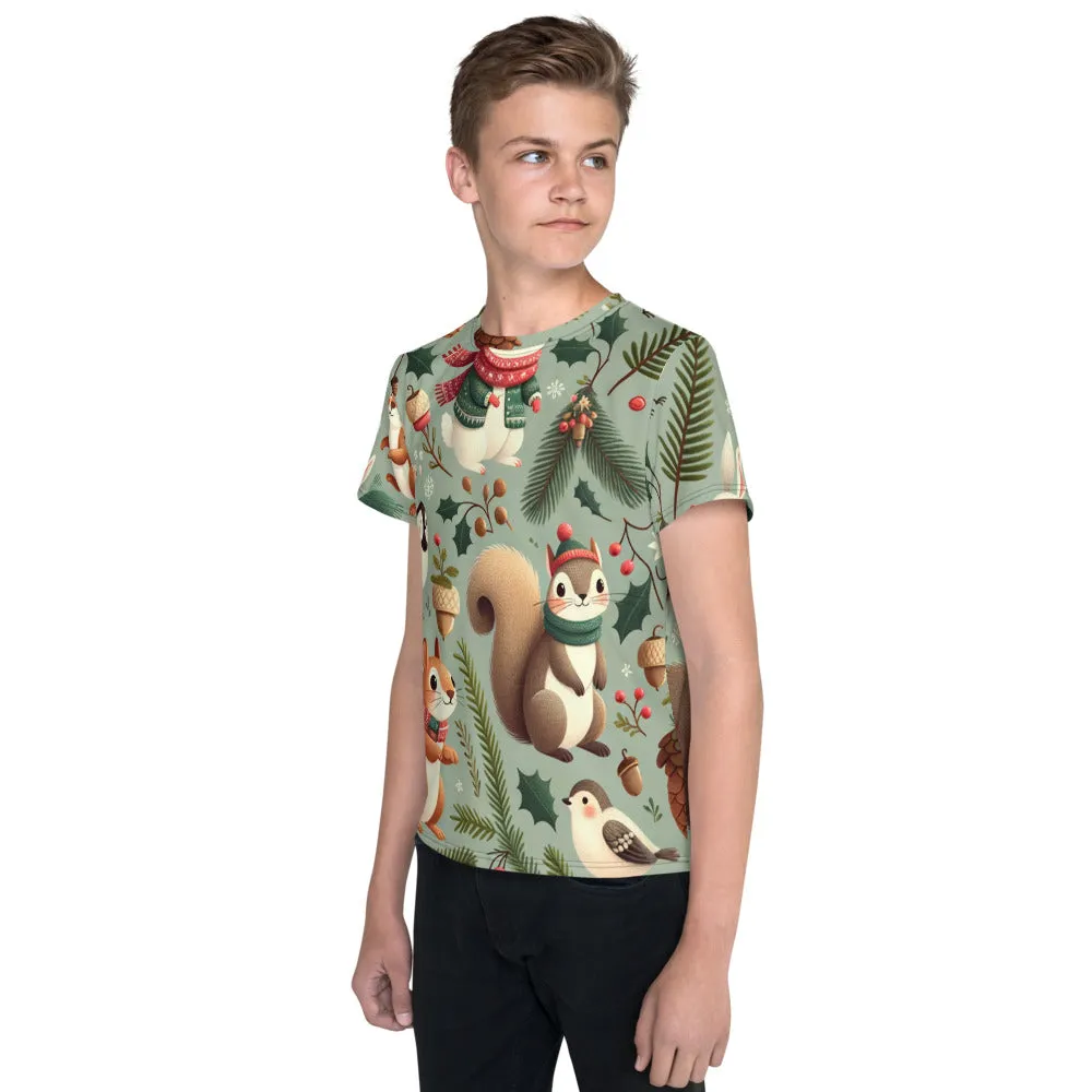 Whimsical Winter Wear Youth Crew Neck T-shirt