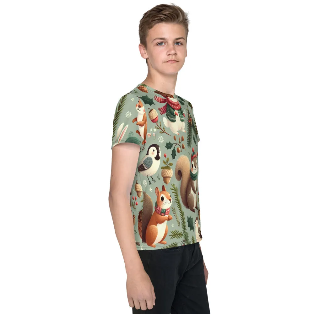 Whimsical Winter Wear Youth Crew Neck T-shirt