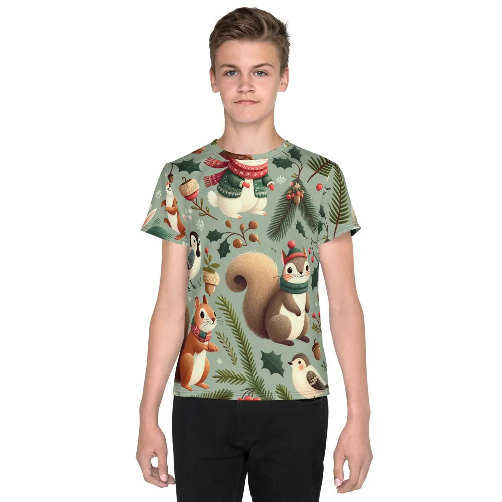Whimsical Winter Wear Youth Crew Neck T-shirt