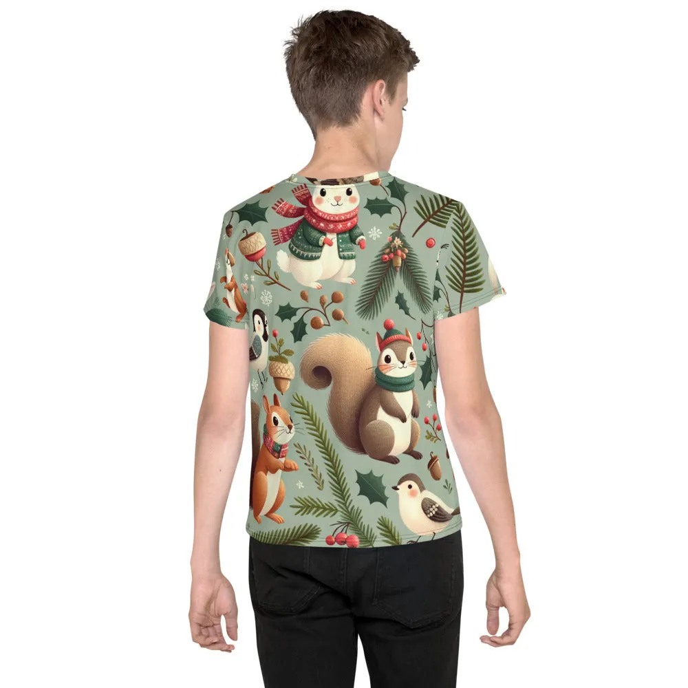 Whimsical Winter Wear Youth Crew Neck T-shirt