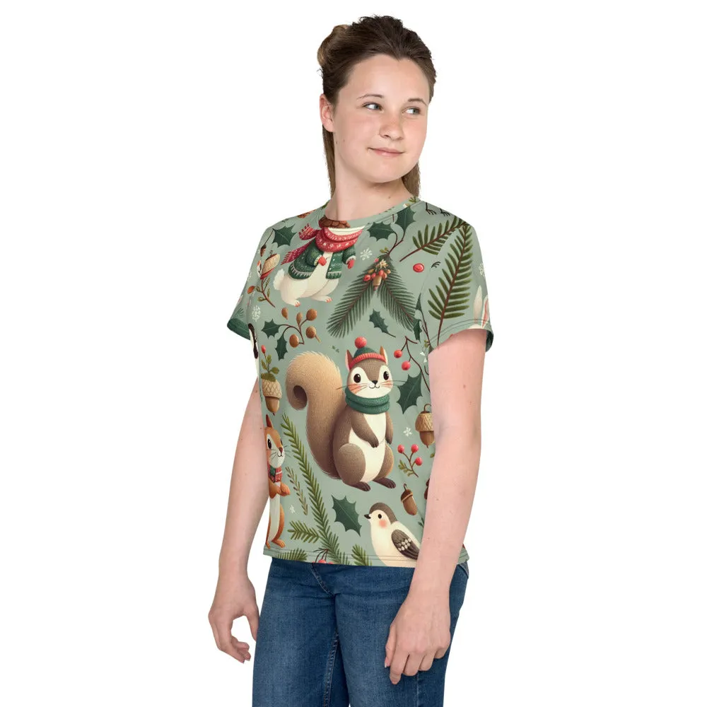 Whimsical Winter Wear Youth Crew Neck T-shirt