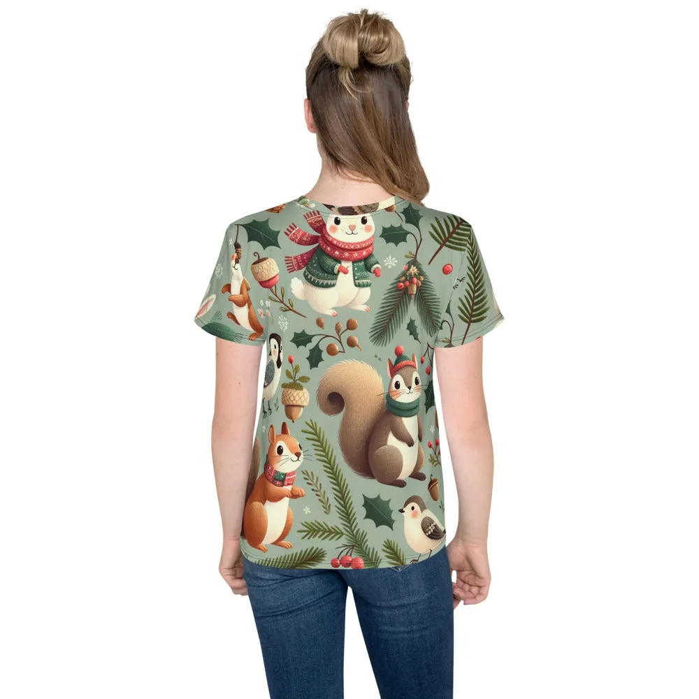 Whimsical Winter Wear Youth Crew Neck T-shirt