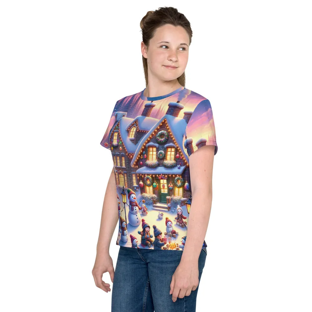 Whimsical Winter Wear Youth Crew Neck T-shirt