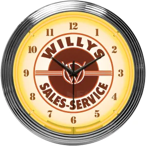 WILLYS SALES SERVICE JEEP NEON CLOCK