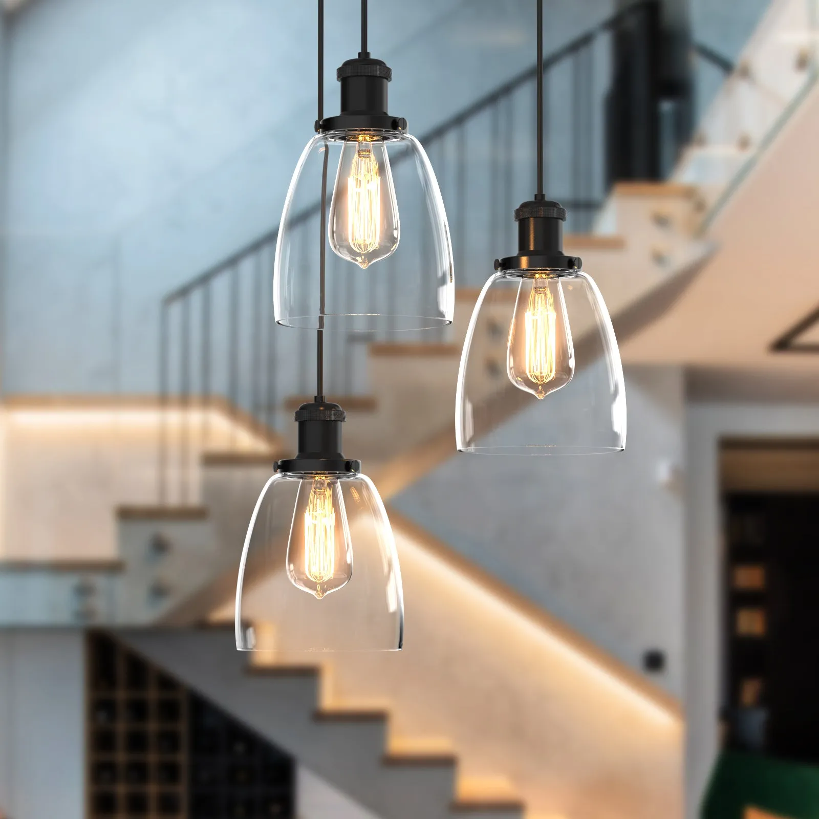 Winer 6-Lights Modern Style Glass Pendant Light Chandeliers Living Room