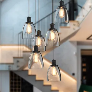 Winer 6-Lights Modern Style Glass Pendant Light Chandeliers Living Room