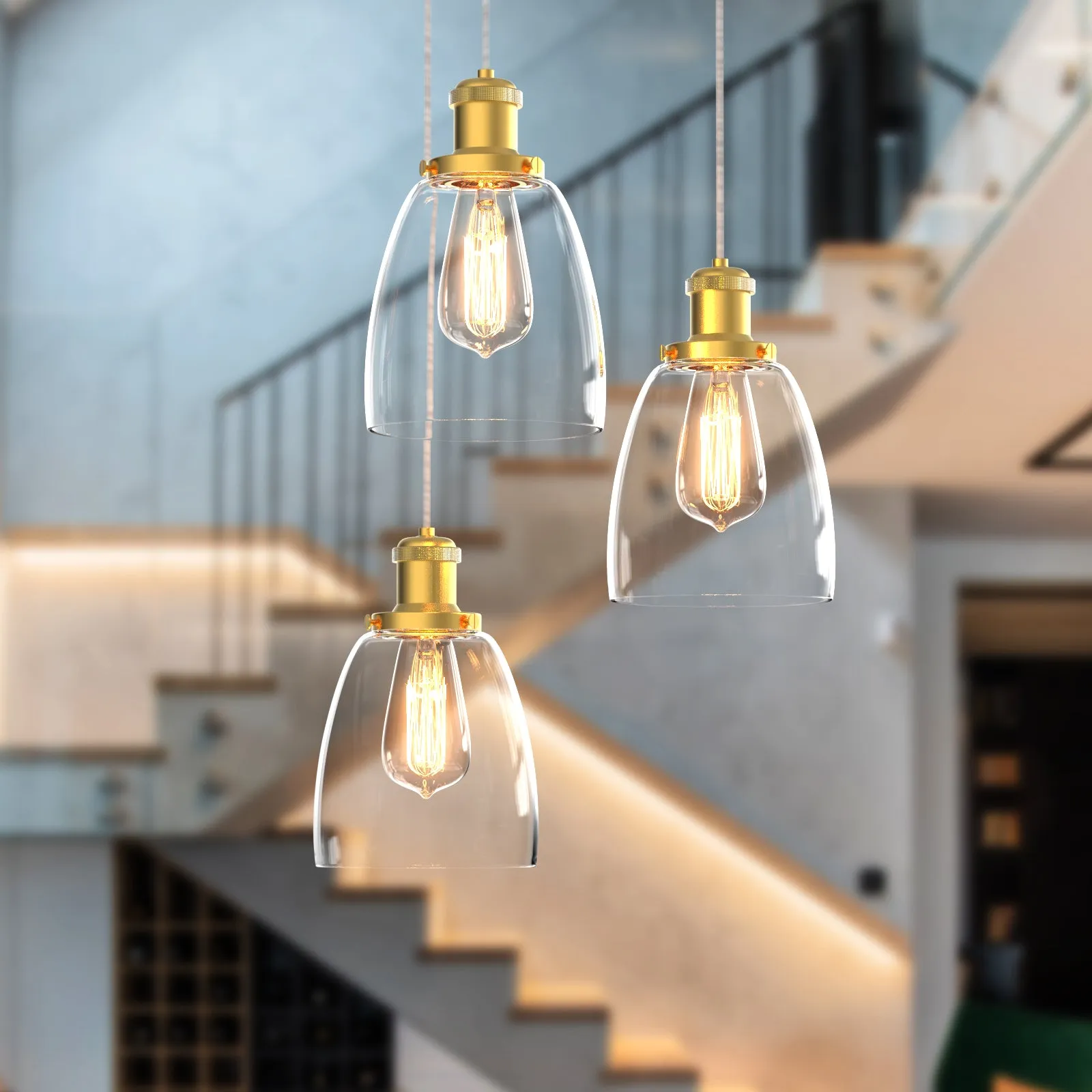 Winer 6-Lights Modern Style Glass Pendant Light Chandeliers Living Room