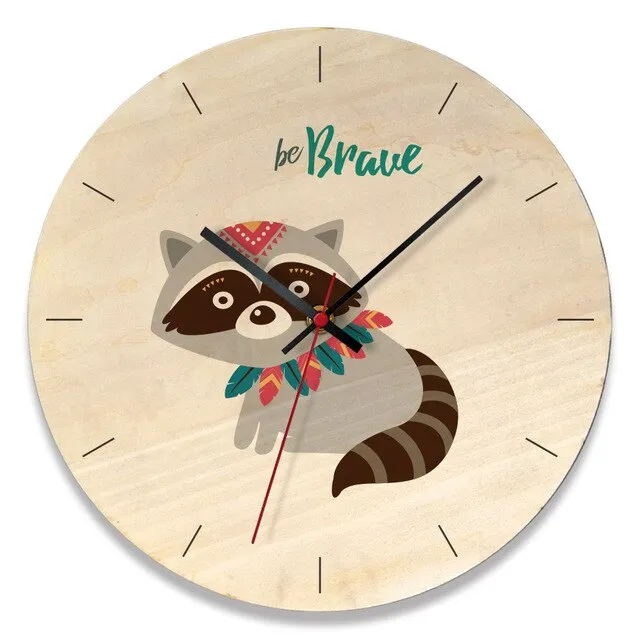 Wooden creative wall clock home cartoon clock living room wall clock
