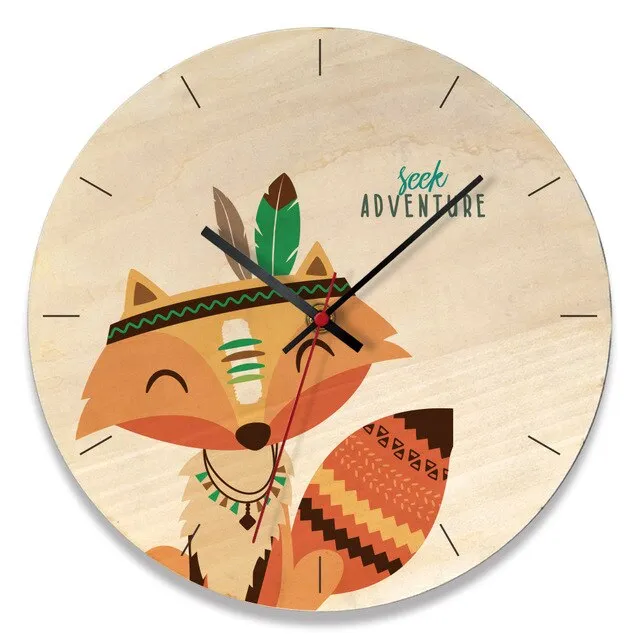 Wooden creative wall clock home cartoon clock living room wall clock