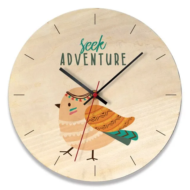 Wooden creative wall clock home cartoon clock living room wall clock