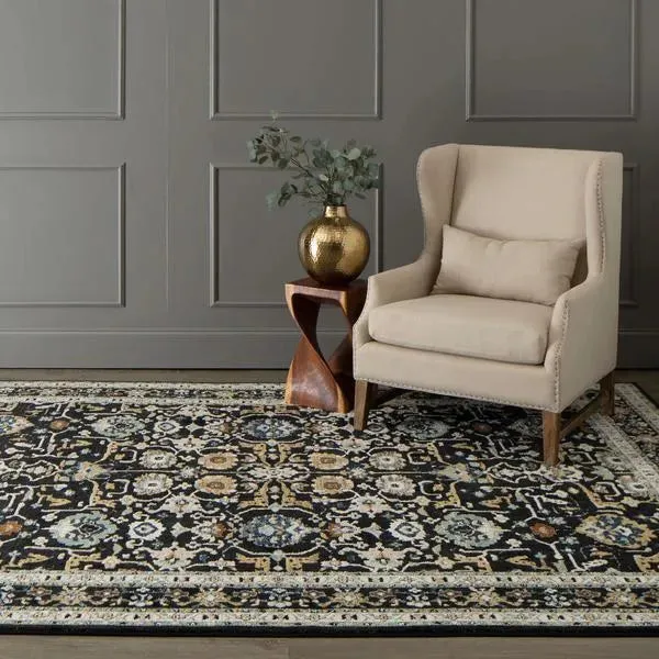 Zephyr 92118 90166 Amphora Black Rug